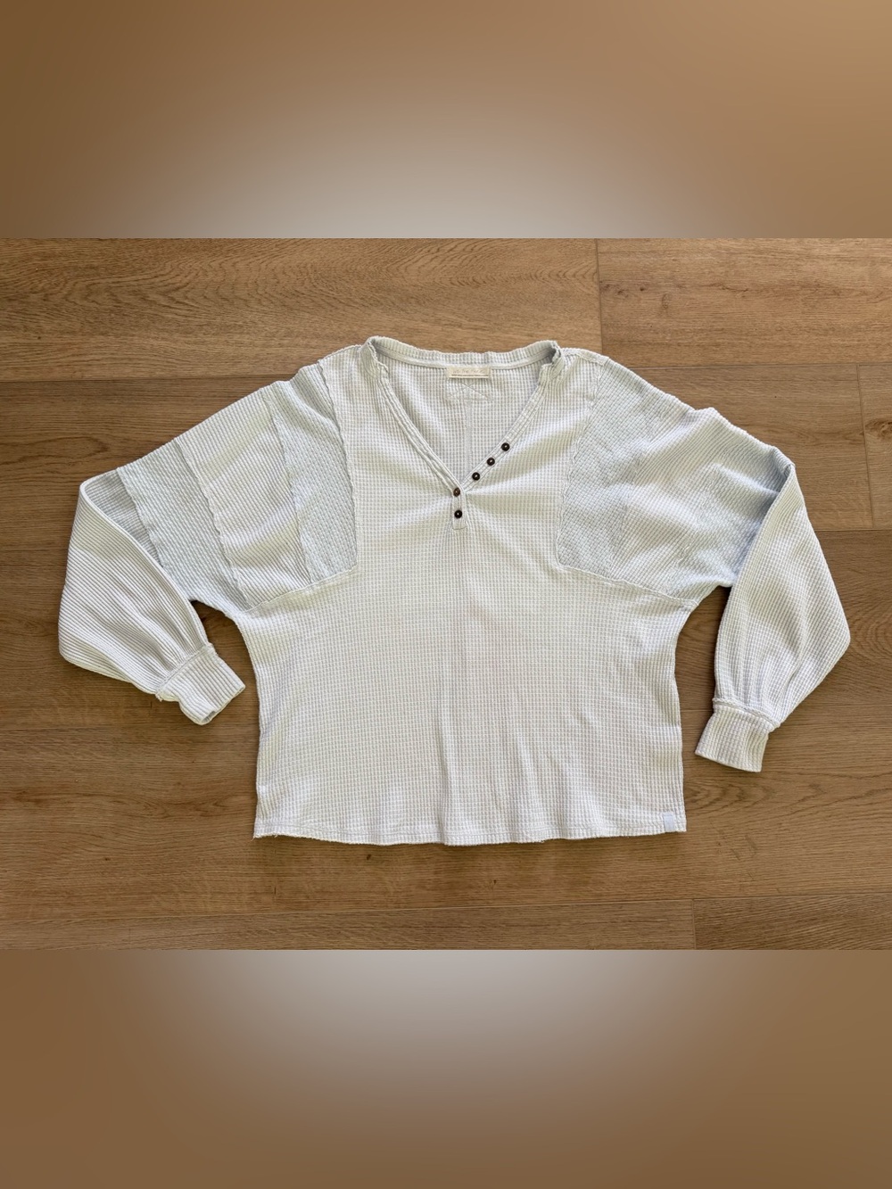 We The Free Free People Castillo Oversized Thermal Henley XS/S Ice Blue